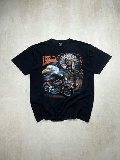 Pre-owned Indian Motercycles X Vintage Wild Copyright Live The Legend Washed Black Tee
