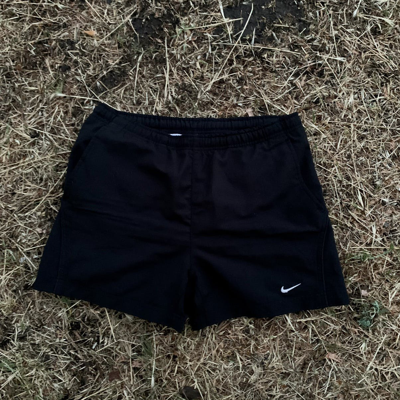 Pre-owned Nike X Vintage Nike Shorts Streetwear Swoosh Casual Y2k Size S In Black