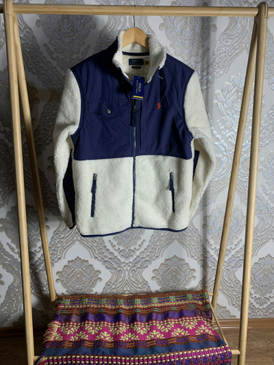Pre-owned Polo Ralph Lauren X Ralph Lauren Polo Ralph Laurent Sherpa Zip Fleece Jacket Y2k 90's Very In White
