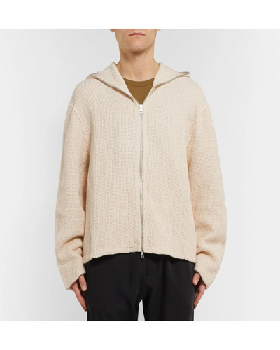 Pre-owned Our Legacy 48/m - Waffle-knit Linen & Cotton-blend Hoodie In Beige