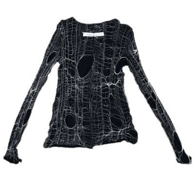 Pre-owned Archival Clothing X If Six Was Nine Alice Auaa Spider Web Long Sleeve Knit In Black
