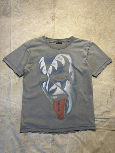 Pre-owned Band Tees X Kiss Vintage Crazy Faded Kiss The Demon Double Print Tee In Black