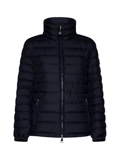 Moncler High Neck Quilted Jacket In Navy