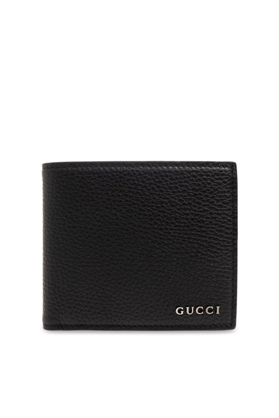 Gucci Logo Plaque Bifold Wallet In Black