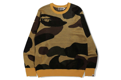 Pre-owned Bape Giant 1st Camo Wide Fit Knit Yellow