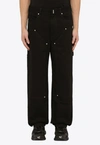 Givenchy Wide-leg Logo-plaque Carpenter Jeans In Black