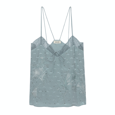Zadig & Voltaire Zadig&voltaire Women's Glacier Capela Lace-embroidered Silk Cami Top