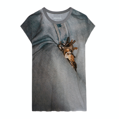 Zadig & Voltaire Cecilia Key Printed T-shirt In Carbone