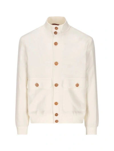 Brunello Cucinelli Tricotine Blouson Jacket In White