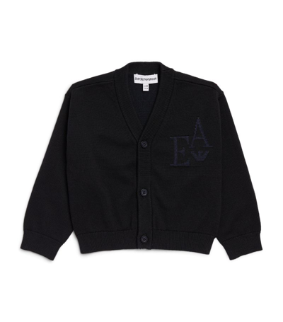 Emporio Armani Logo Embroidered Cardigan (6-36 Months) In Navy