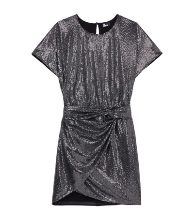 The Kooples Knotted Metallic Mini Dress In Silver