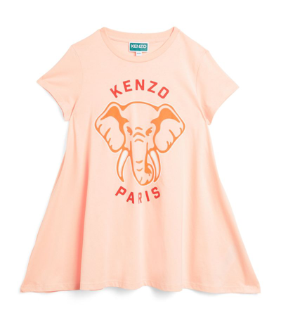 Kenzo Kids' Elephant Print T-shirt Dress (2-14 Years) In Pink