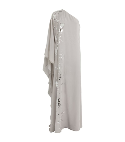 Koltson Silk Foil-trim One-shoulder Gown In Silver