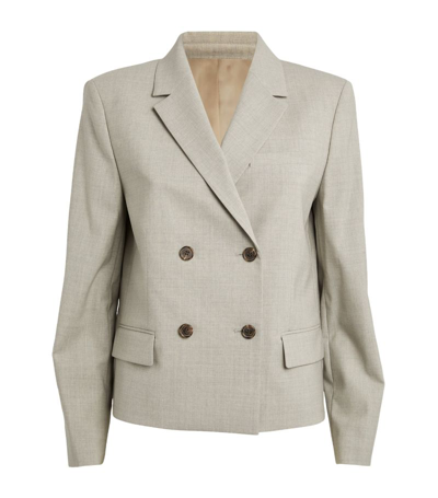 Theory Double-breasted Square Blazer In Grey