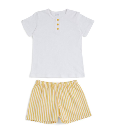 Amiki Kids' Cotton Leo Striped Pyjama Set (2-12 Years) In Yellow