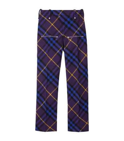 Burberry Petite Check-print Wool Trousers In Purple