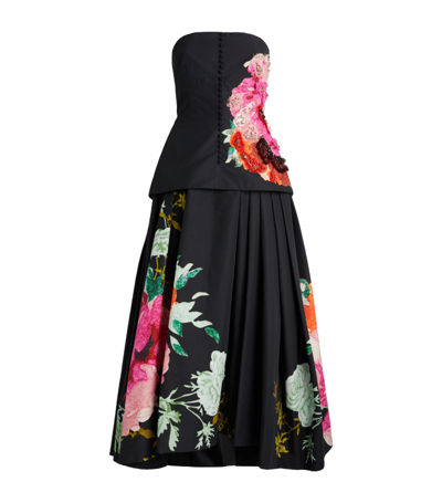 Erdem Embellished Floral Strapless Dress In Black