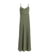 Allsaints Bryony V-neck Midi Slip Dress In Forest Green