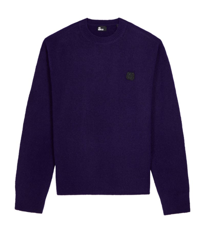 The Kooples Wool-blend Crew-neck Sweater In Purple