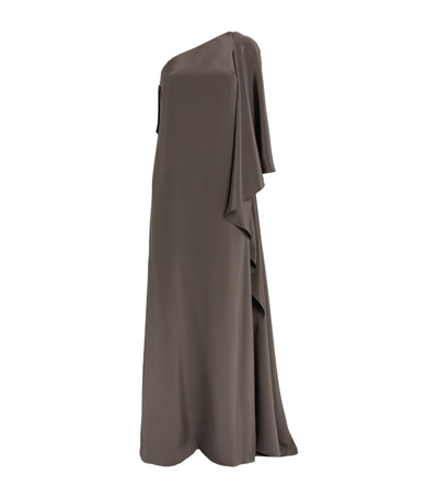 Koltson Silk One-shoulder Gown In Grey