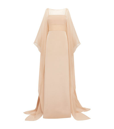 Koltson Silk Layered Gown In Pink