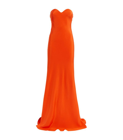 Koltson Silk Strapless Gown In Orange