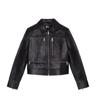 The Kooples Womens Black Multiple Zip-pocket Leather Jacket