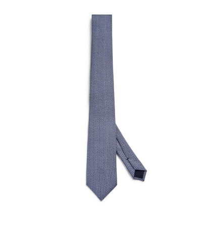 Corneliani Silk Geometric Print Tie In Blue