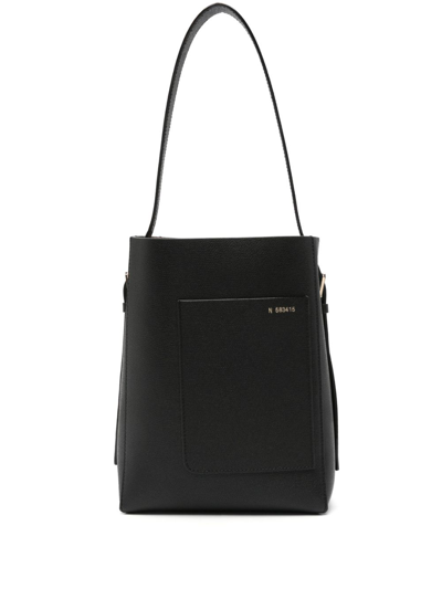 Valextra Small Leather Bucket Bag In Black