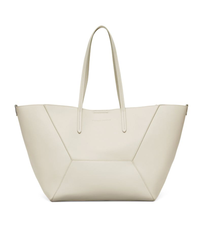 Brunello Cucinelli Leather Tote Bag In White