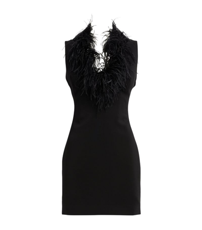 Koltson Feather-trim Mini Dress In Black