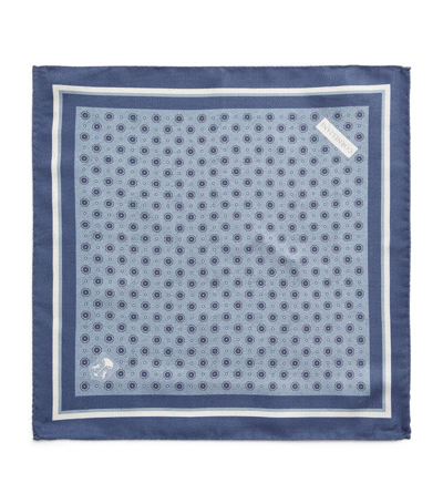 Corneliani Silk Geometric Print Pocket Square In Blue