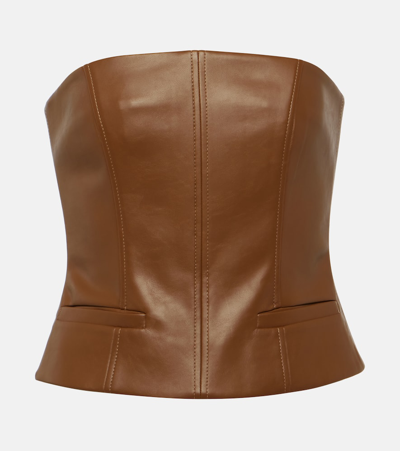 Aya Muse Uro Faux-leather Bandeau Top In Brown