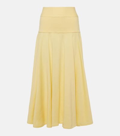 Plan C Pleated Knit Midi Skirt In Yellow