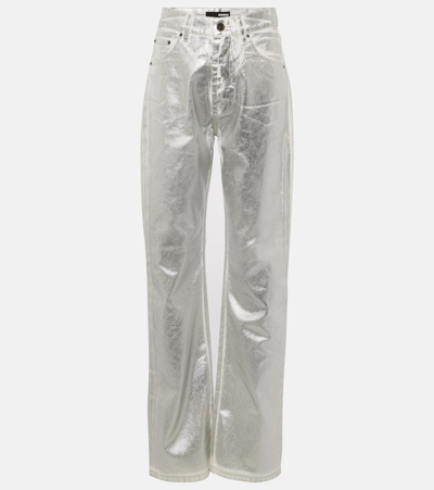 Rotate Birger Christensen High-rise Straight-leg Jeans In Silver