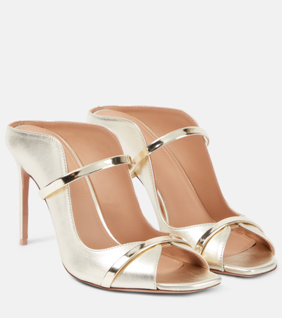 Malone Souliers Noah 90 Metallic Leather Mules In Rose Gold/rose Go