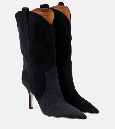 Paris Texas 95mm Paloma Suede Ankle Boots In Black