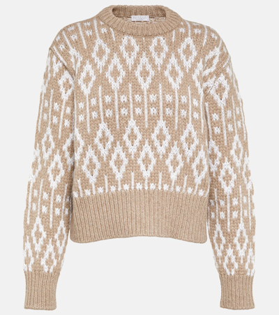 Brunello Cucinelli Jacquard-knit Cashmere Jumper In Brown