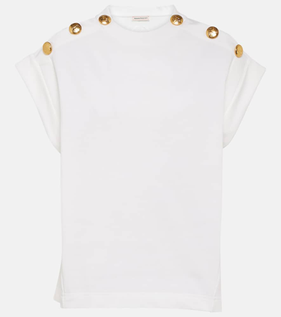 Alexander Mcqueen Seal Button-embellished T-shirt In Red