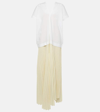 Plan C Pleated Cotton-blend Maxi Dress In White