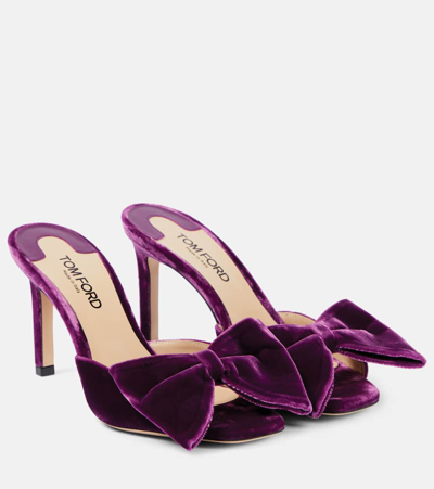 Tom Ford Bow-detail Mules In Purple