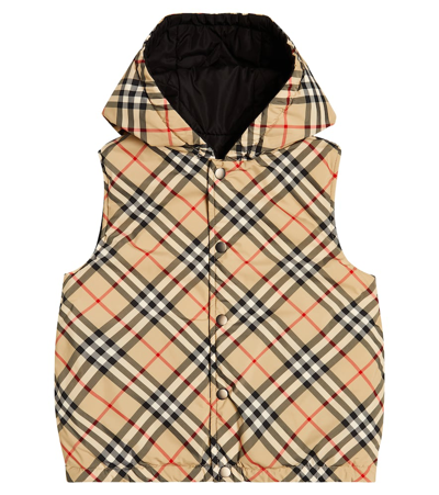 Burberry Kids'  Check Reversible Puffer Waistcoat In Multicoloured