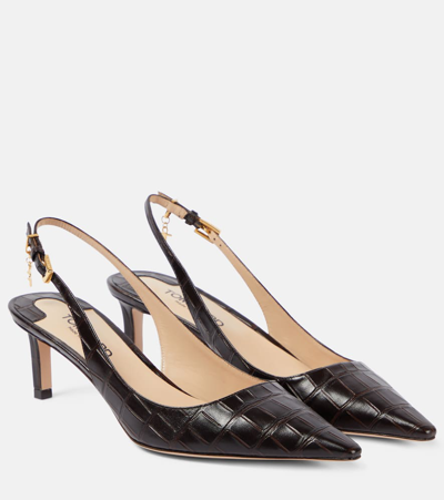 Tom Ford Leather Slingback Pumps In Brown