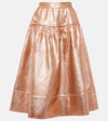 ULLA JOHNSON ASTRID FOILED DENIM MIDI SKIRT