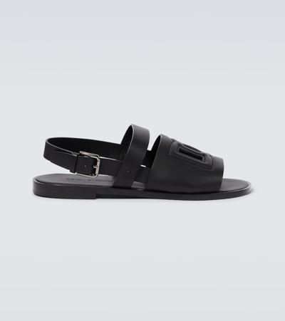 Dolce & Gabbana Dg Leather Sandals In Black