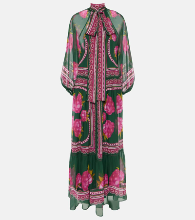La Doublej Athena Printed Silk Chiffon Maxi Dress In Multicoloured