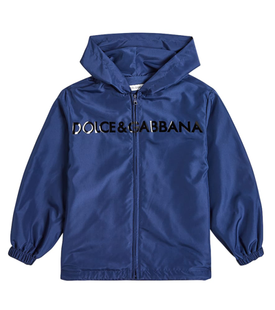 Dolce & Gabbana Kids' Logo雨衣 In Blue