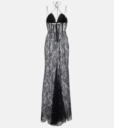 Alessandra Rich Lace Maxi Dress In Black