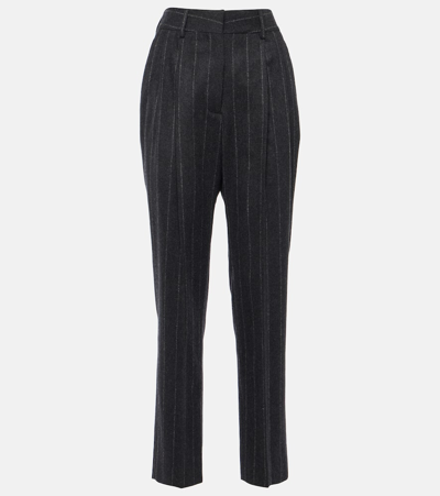 Blazé Milano Banker Pinstripe Wool Straight Pants In Grey