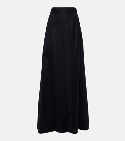 Plan C Mid-rise Cotton Maxi Skirt In Black